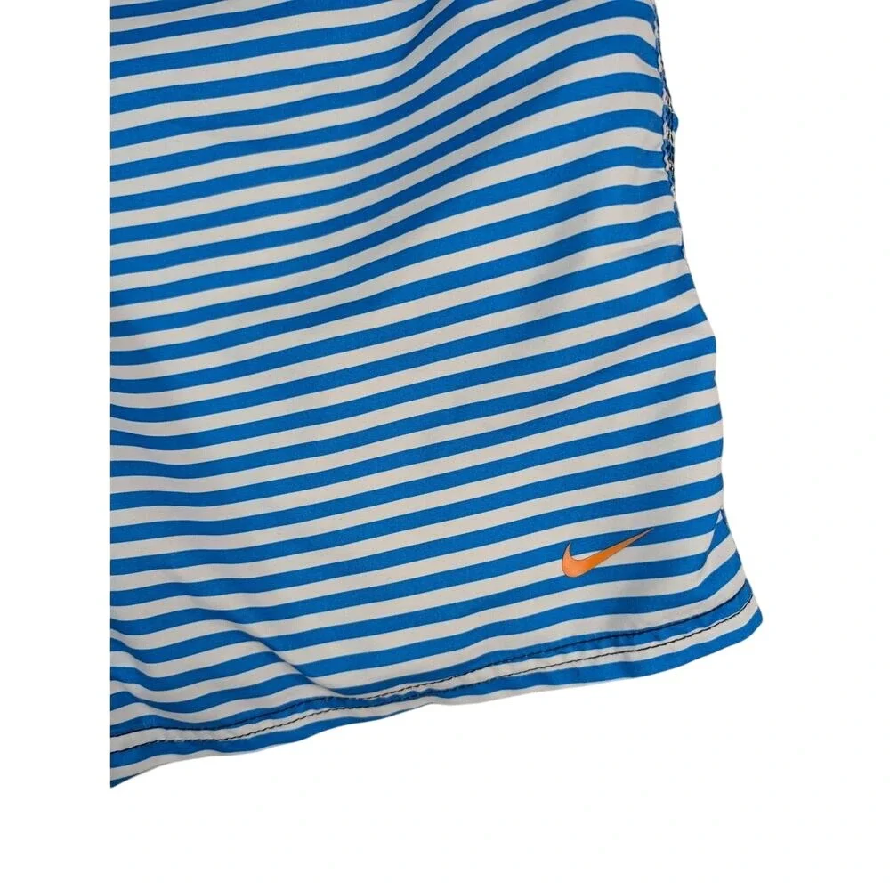 Nike Board Shorts Men's Blue Black White‎ Stripe Swim Trunks Size 36 Beach Surf